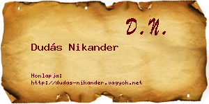 Dudás Nikander névjegykártya